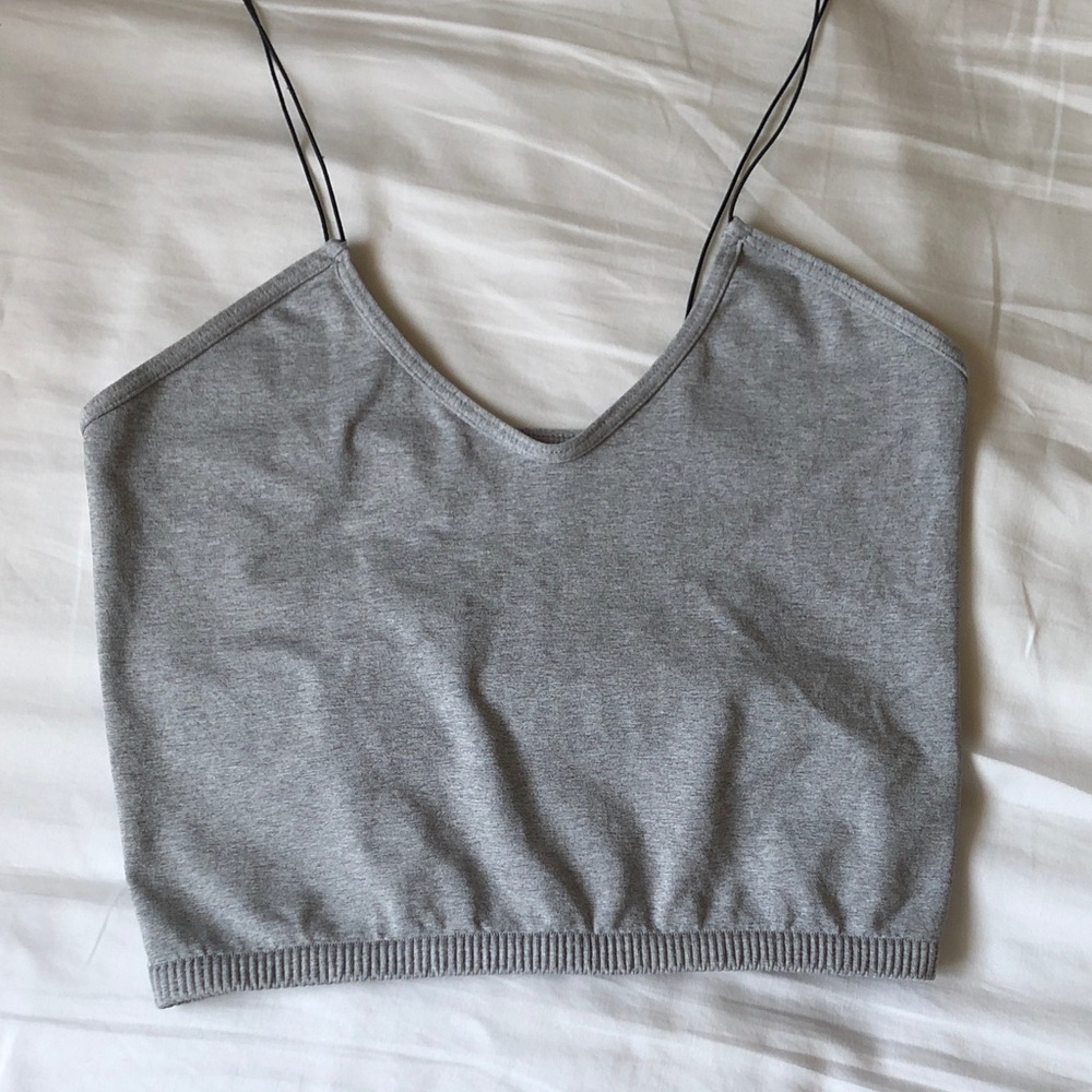 Free People Intimately Skinny Strap Bralette Longline Top M/L Womens Gray